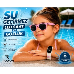 ÇOCUK KOL SAATİ LED SAAT VE GÖZLÜK SETİ BEYAZ FİYONK EMOJİLİ
