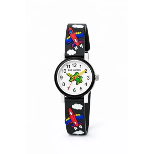 Rodium Çocuk Kol Saati Uçak Desenli12028 Mavi (Siyah)