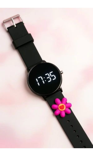 ÇOCUK KOL SAATİ SİLİKON KORDONLU ÇİÇEK EMOJİLİ LED ÇOCUK SAATİ