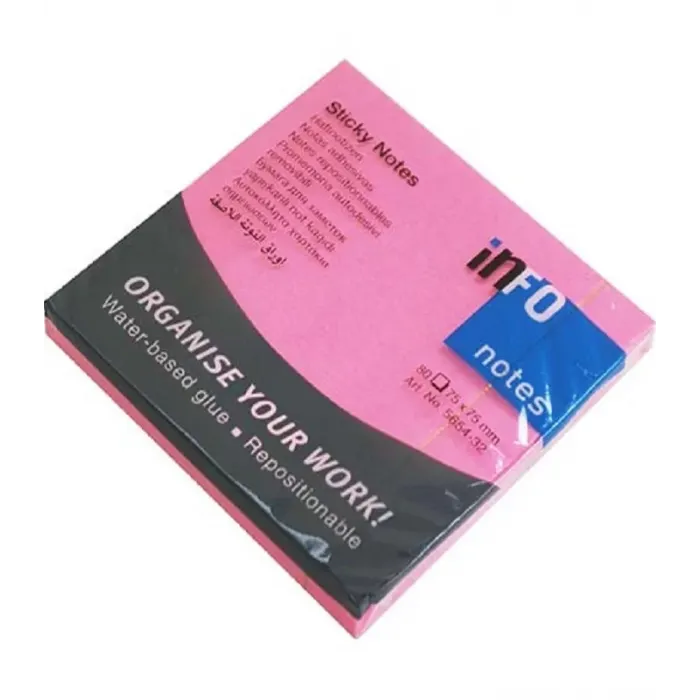 Info Notes 75x75 Parlak Pembe 80y