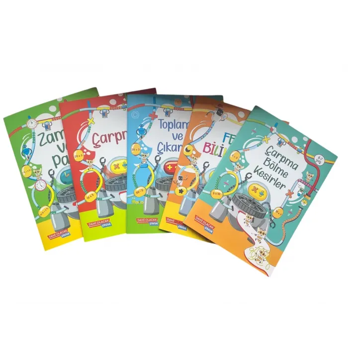 6-7 Yaş 5 li Set (Toplama-Çıkarma-Çarpma-Kesirler -Fen - Zaman -Para Seti)