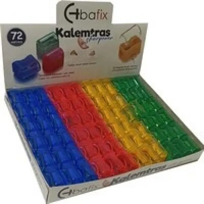 Bafix Kalemtraş Plastik Tek Bölmeli Kapaklı Ts801