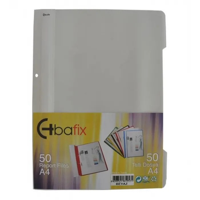 Bafix Telli Dosya Plastik XL Beyaz A4