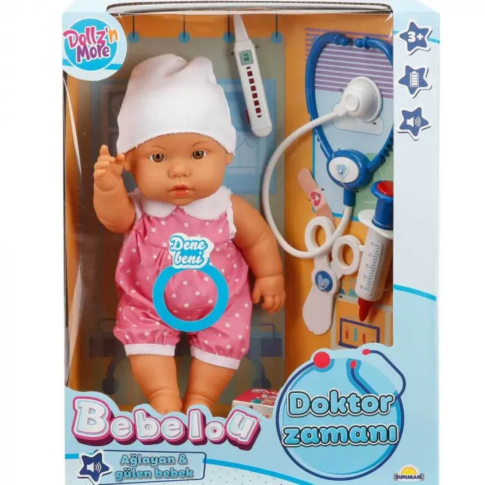 Bebelou Doktor Zamanı Sesli Bebek Seti 35 Cm