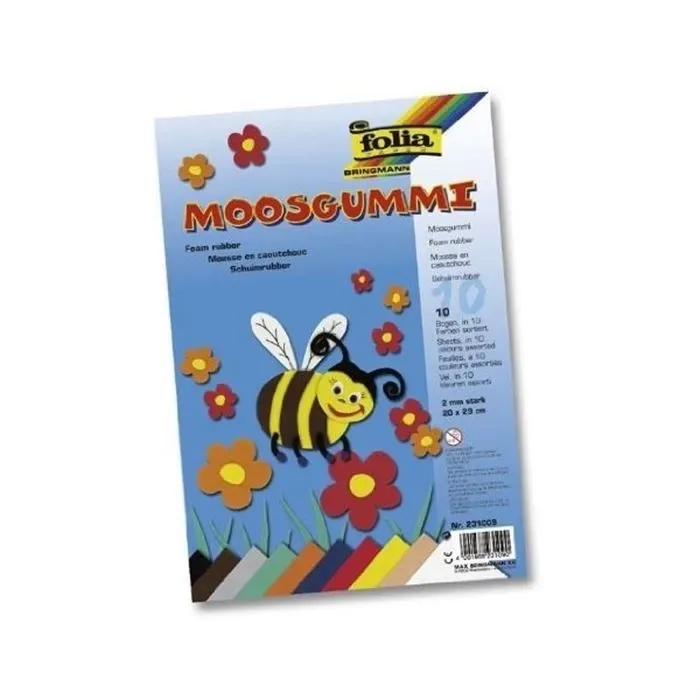 Folia Moosgummi Eva Canlı Renk 20x29 cm 10lu Set 231009