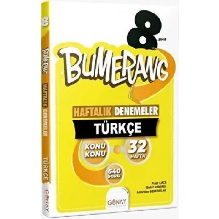 GÜNAY YAYINLARI 8. Sınıf LGS Bumerang 32 Haftalık Türkçe Denemeleri