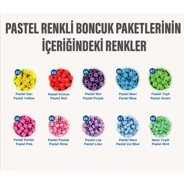 Hama Boncuk Midi 1.000’lik poşet - Pastel Renkler 207-50