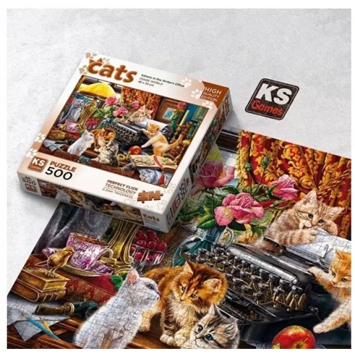 Ks Games Kittens İn The Writers Office 500 Parça Puzzle - Kediler
