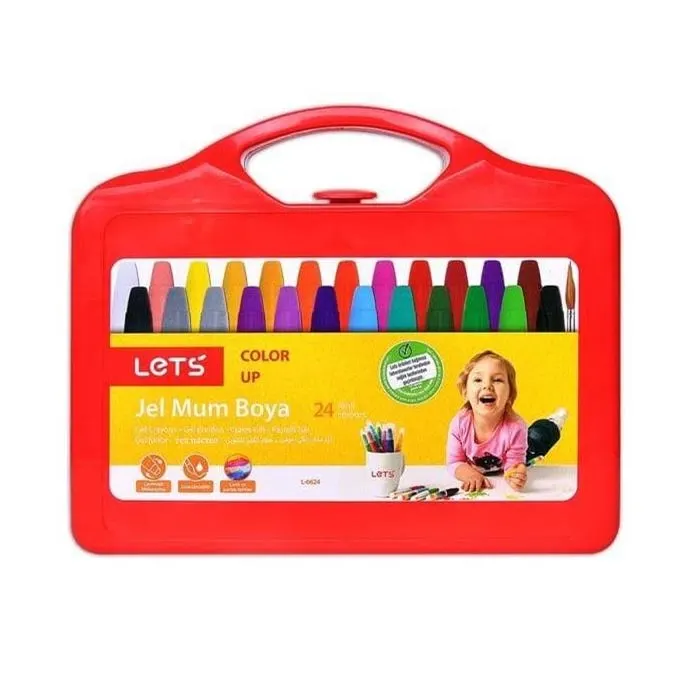 LETS Çevirmeli Jel Mum Boya Çantalı 24 Renk