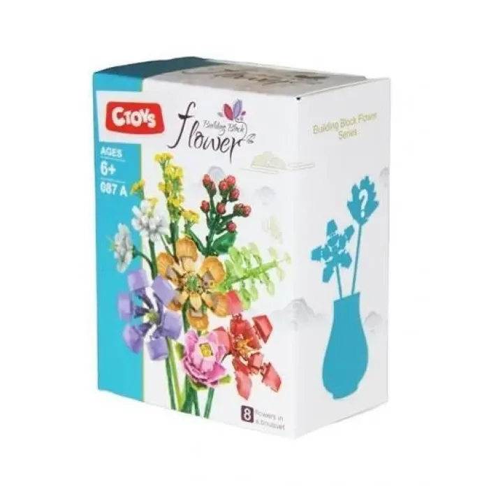 MİNİ BLOK FLOWER - ÇİÇEK YAPI BLOKLARI - BİR BUKETTE 8 ÇİÇEK - 087A -