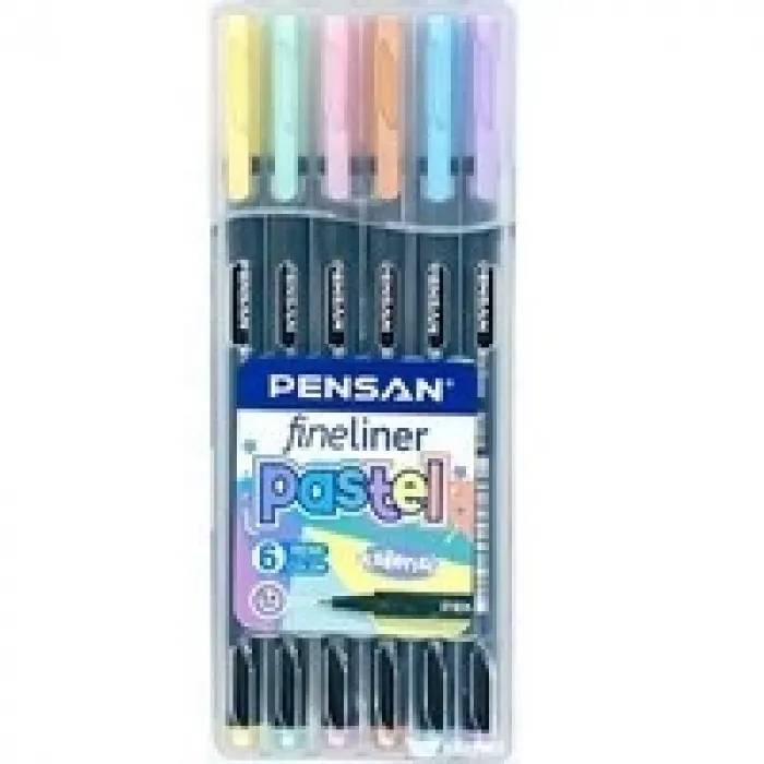 Pensan Fineliner 6 Lı Pastel Pvc Kutu