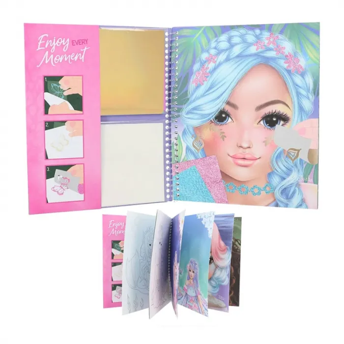 Top Model Kızlar Boyanabilir Şablonlu Stickerli Tasarım Defteri