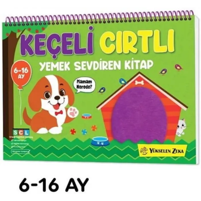 YÜKSELEN ZEKA 6-16 Ay İlk Cırt Cırtlı Keçeli Etkinlik Kitabım - Yemek Sevdiren Kitap