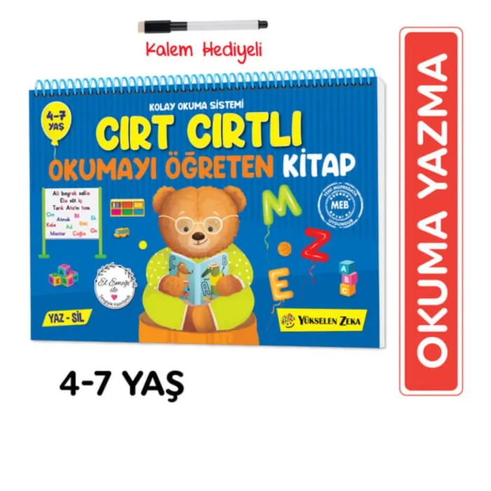 YÜKSELEN ZEKA Cırt Cırtlı Kitap Okuma-Yazmayı Öğreniyorum (4-7 Yaş)