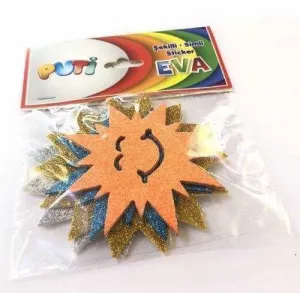 Puti Şekilli Simli Sticker Eva (Yapışkanlı) Gülen Yıldız