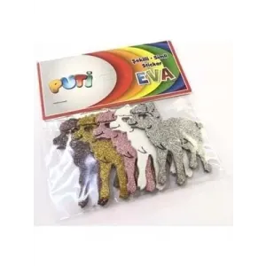 Puti Şekilli Simli Sticker Eva (Yapışkanlı)  kuzu  6.5 cm * 5 cm