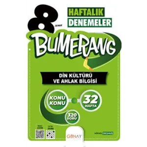 Günay Yayınları 8. Sınıf Din Kültürü ve Ahlak Bilgisi Bumerang Konu Konu Haftalık Denemeler