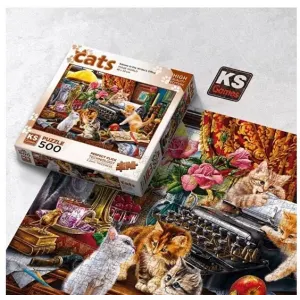 Ks Games Kittens İn The Writers Office 500 Parça Puzzle - Kediler