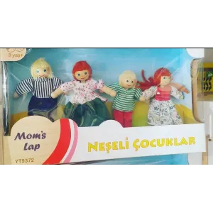 Neşeli Çocuklar Ahşap Aile 4 Lü