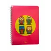 Baykuş Resimli Neon Çizgili Defter 72 Yaprak Sert Kapak Spiralli