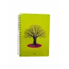 Yaşam Ağacı Resimli Neon Kareli Defter 72 Yaprak Sert Kapak Spiralli