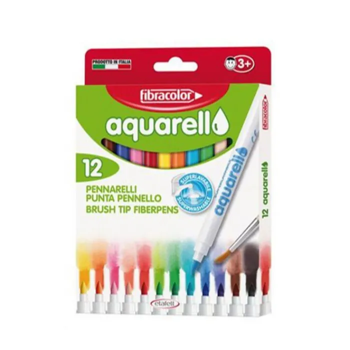Fibra Color Aquarell 12 Renk Suluboya Keçeli Kalem (Yıkanabilir)