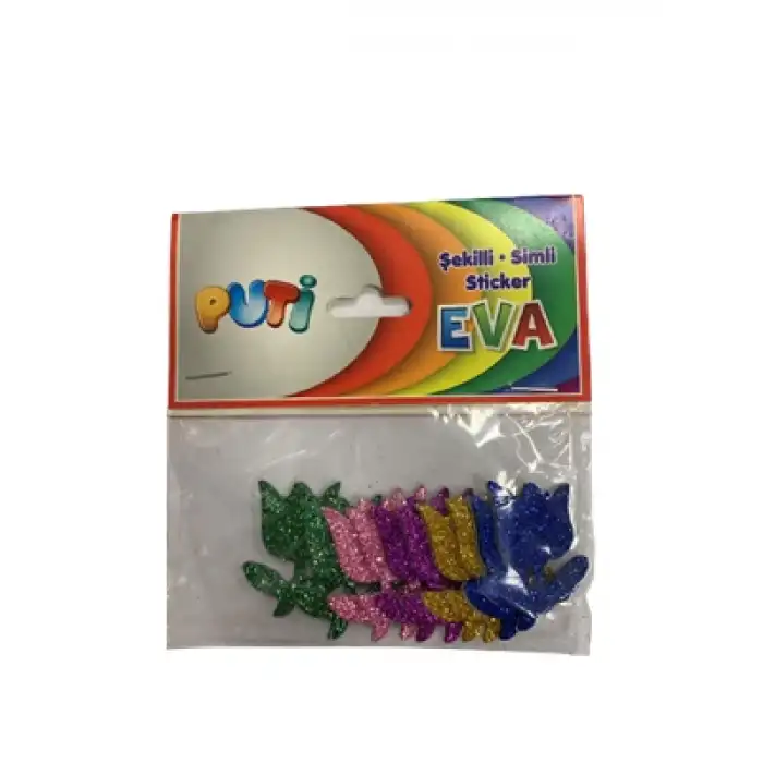 Puti Şekilli Simli Sticker Eva (Yapışkanlı) Lale  (3.5 cm * 3 cm)