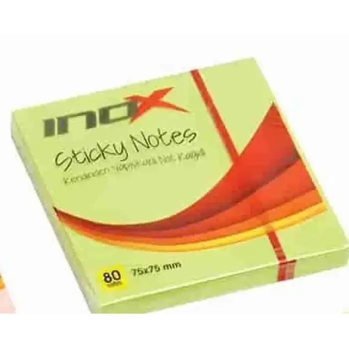 İnox 75x75 Yapışaknlı Not Kağıdı Fosforlu Yeşil 80