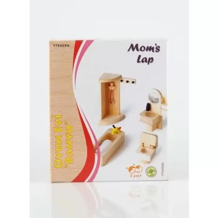 Moms Lap Ahşap Oyuncakları Oyun Evi Banyo