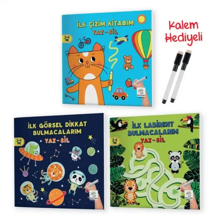 2-4 Yaş Mucit Karınca YAZ - SİL Kitaplar (İlk Kalem, Çizim, Eğlenceli Labirentler, Görsel Dikkat Geliştirme Kitabım) 2.Seri