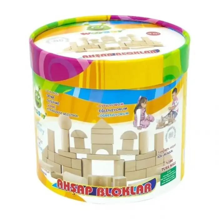 WOODOY AHŞAP BLOKLAR 60 PARÇA BOYASIZ