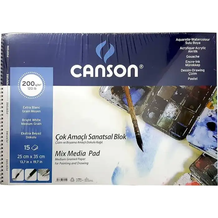 Canson Mix Media Pad Çok Amaçlı Resim Defteri 200gr 35x50cm 15sy