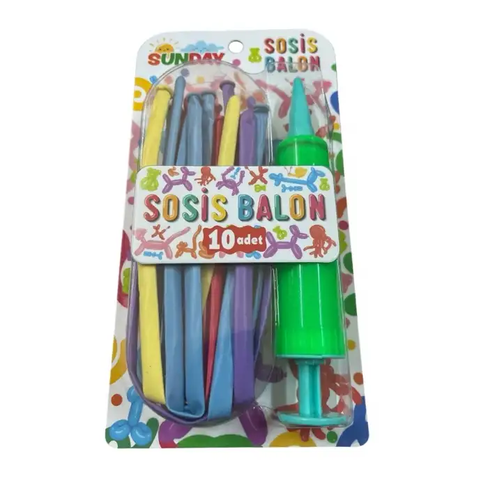 Sunday Sosis Balon 10lu + Pompa Hediyeli