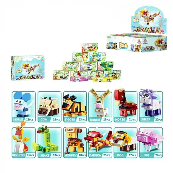 Bricks Animals Kingdom - Hayvanlar (12 Hayvanı Topla Dragon King İnşa Et)