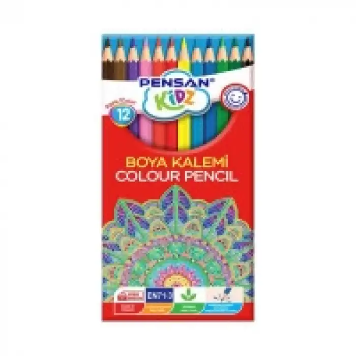 Pensan Kidz Kuru Boya Kalemi 12 Renk Tam Boy