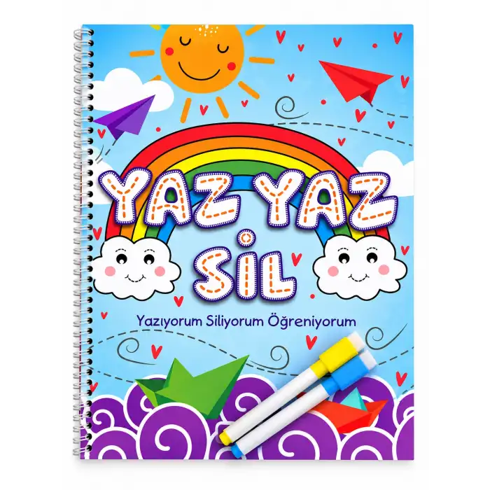 Yazıyorum Siliyorum Öğreniyorum, Kalemli Okul Öncesi Çizgi Çalışmaları Etkinlik Kitabı (Silgili Kalemi Hediye)