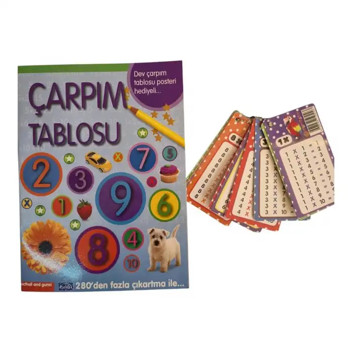 Çarpma Öğreniyorum - Afişli Çarpma Tablosu Alıştırma - Pekiştirme Kitabı (Anahtarlıklı Çarpım Tablosu Kartları Hediye)