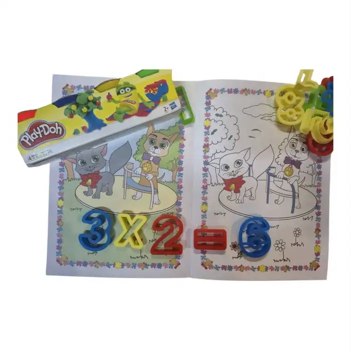 Harfler Oyun Hamuru Kalıbı Yanında 4 Renk Oyun Hamuru (224 gr) (Boyama Kitabı Hediye)