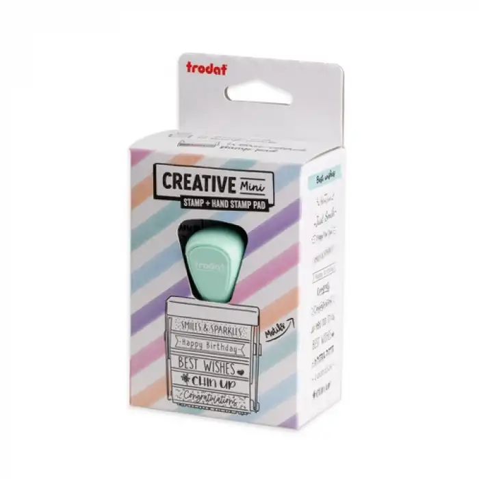 Trodat Creative Mini Best Wishes 12 Motifli Damga Seti – 3 Renkli Istampa Pedli Mutlu Günler Kaşesi (İngilizce)