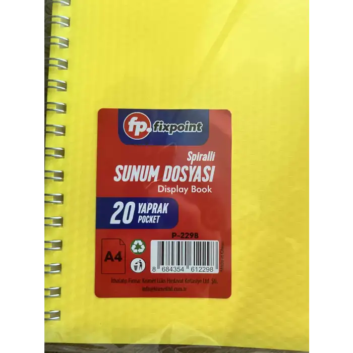 Fixpoint Spiralli Sunum Dosyası 20 Yaprak (Karışık Renk)