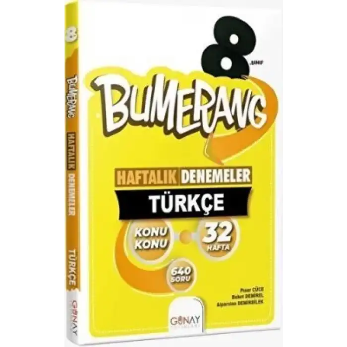 GÜNAY YAYINLARI 8. Sınıf LGS Bumerang 32 Haftalık Türkçe Denemeleri