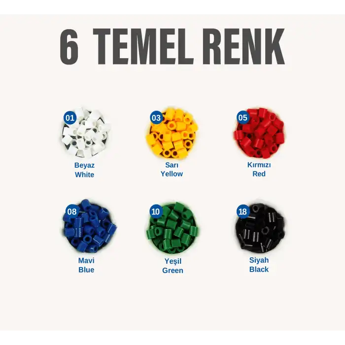 Hama Boncuk Midi 1.000’lik poşet - Temel 6 Renk 207-66