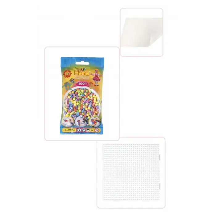 Hama Boncuk Pastel Renkler Set - 3 Parça (Hama Midi Boncuk)