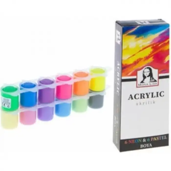 Mona Lisa Akrilik 12 Renk x 22 ML Neon/Pastel