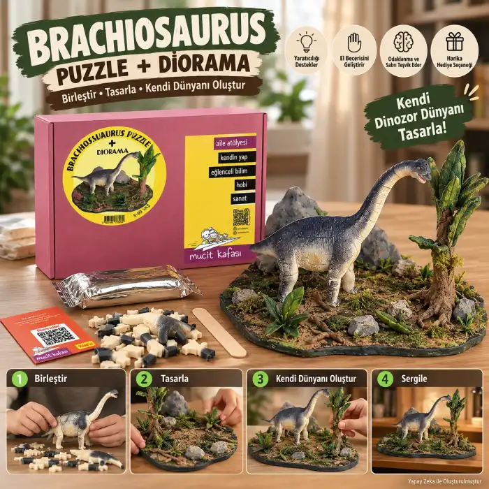 Mucit Kafası Brachiosaurus Puzzle Diorama
