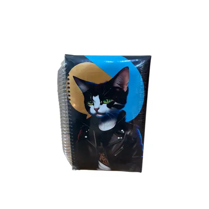 Kedi Resimli Puffy Spiralli Defter - Çizgili - 13*21 (1 Adet Asorti)