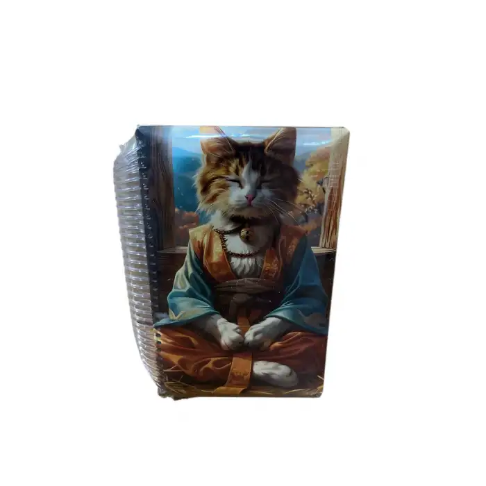Kedi Resimli Puffy Spiralli Defter - Çizgili - 13*21 (1 Adet Asorti)