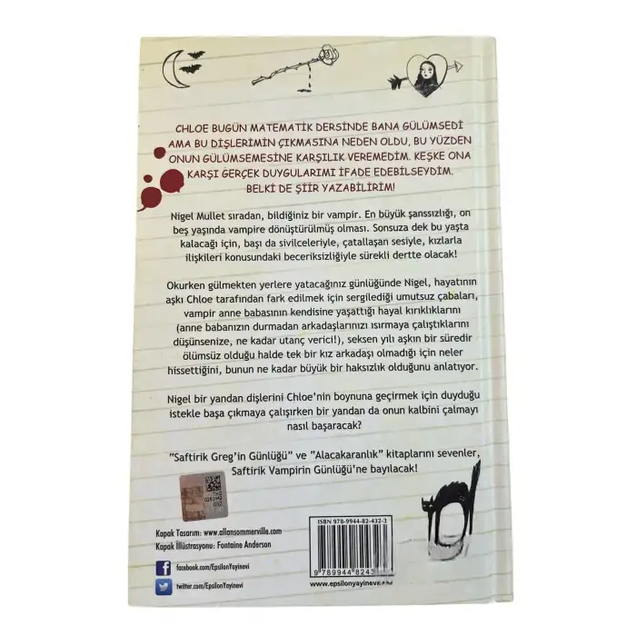 Saftirik Vampirin Günlüğü Tim Collins Epsilon Yayınevi (Sert Kapak- Orjinal Bandrollü)