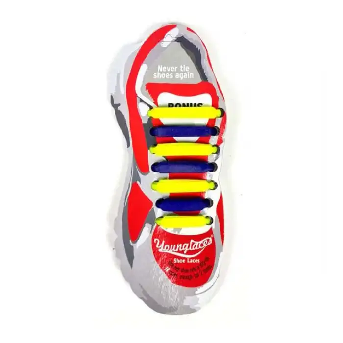 SİLİKON AYAKKABI BAĞCIĞI SARI-LACİVERT ARTIK AYAKKABI BAĞLAMAK YOK