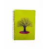Yaşam Ağacı Resimli Neon Kareli Defter 72 Yaprak Sert Kapak Spiralli